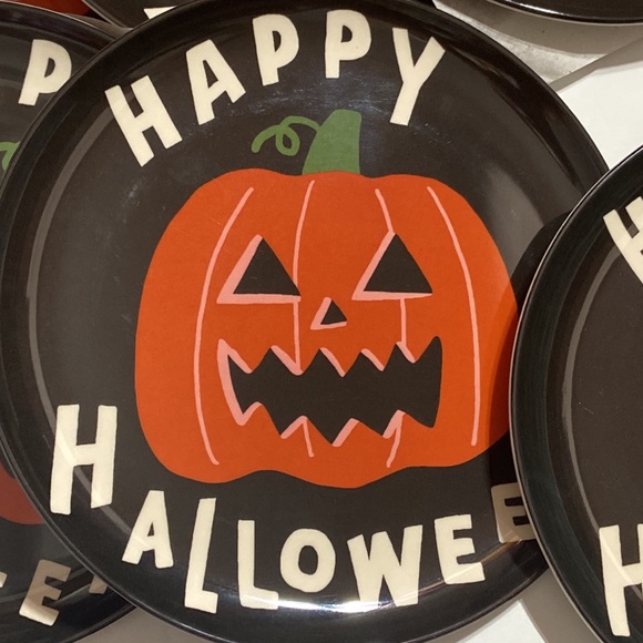 Hyde & Eek Happy Halloween Dinner Plates 6 Pieces Black Orange - Picture 6 of 6